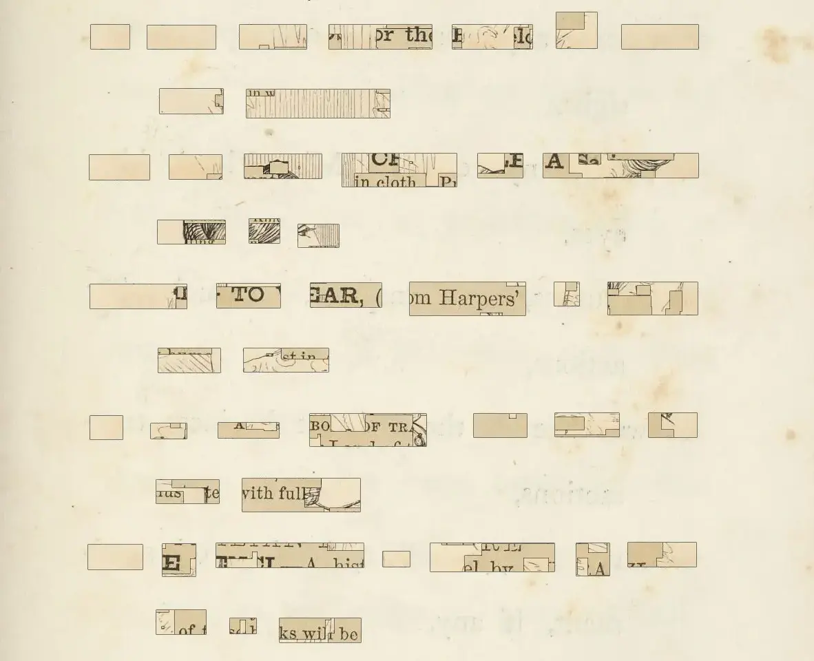 Illustrations of clothing with cut-out text