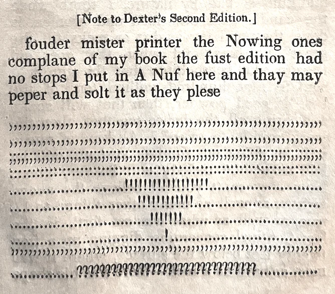 End notes from Dexter: a long block of punctuation