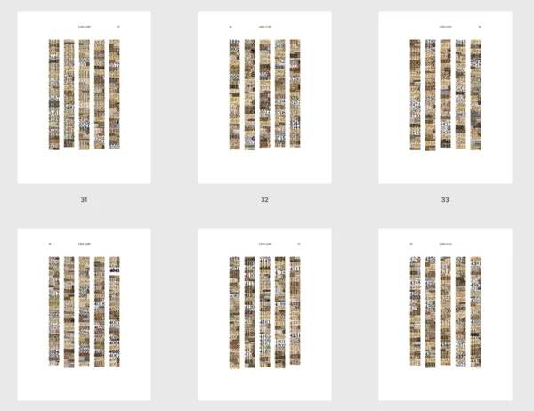 Sample spreads showing numbers extracted from various historic texts