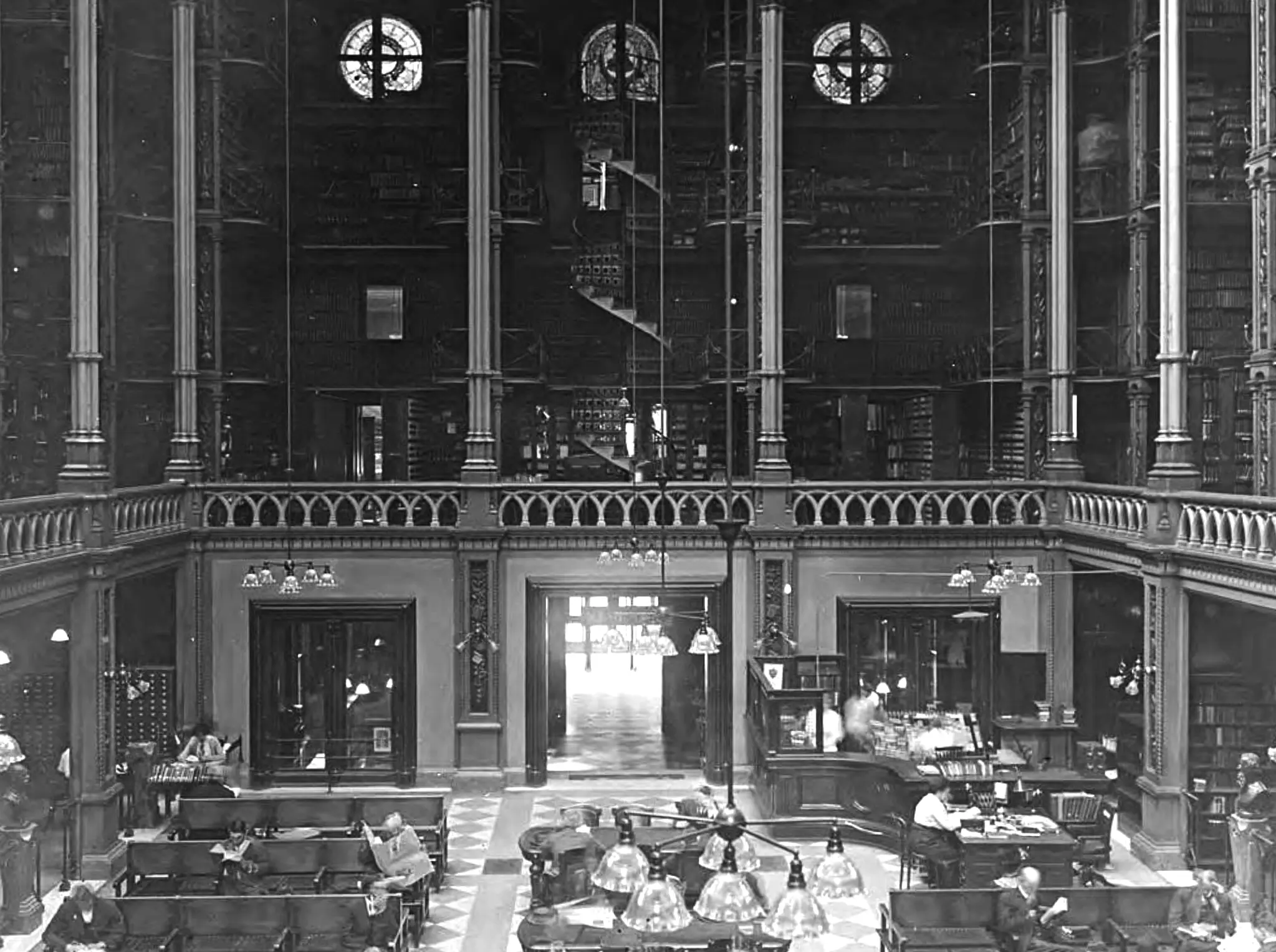 The Cincinnati Main Library hall c. 1899   I believe Vaughn’s bust is in the lower right.